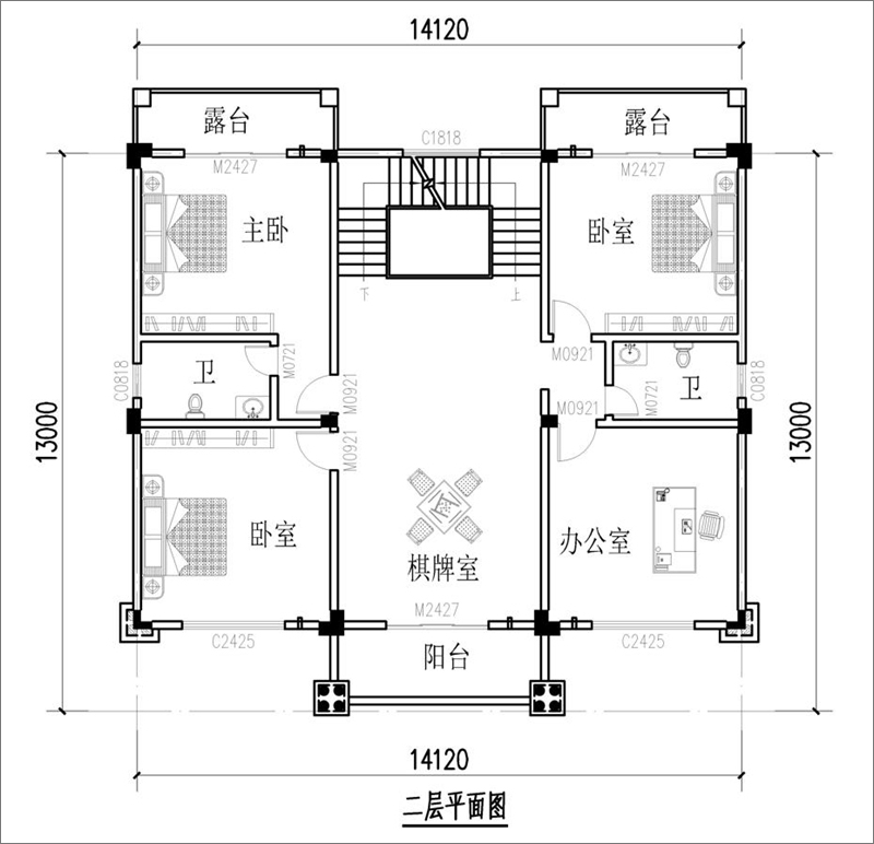 欧式别墅二层户型图