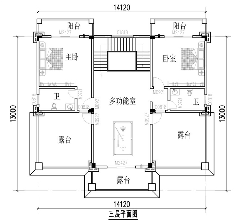 农村东东别墅三层户型图