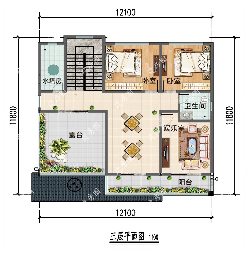 农村三层别墅户型平面图