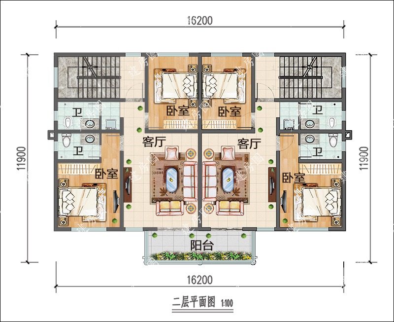 农村双拼房屋设计平面图