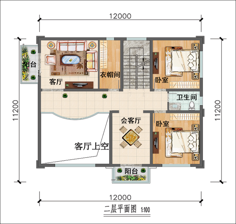 120平农村楼中楼设计图图片