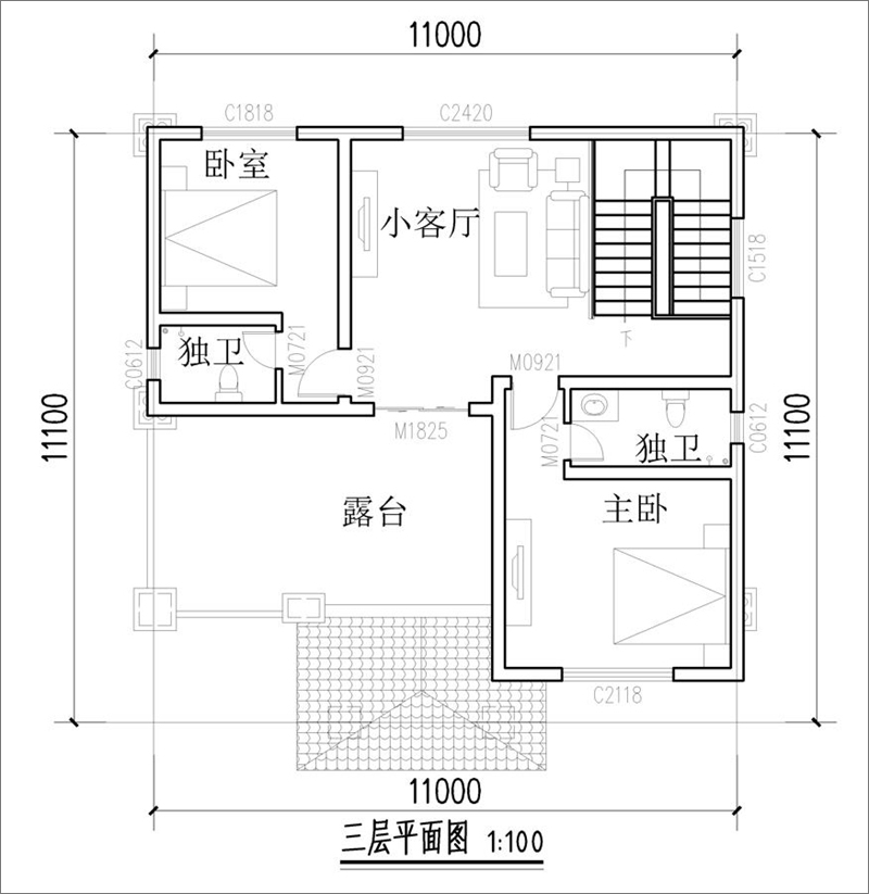 农村三层别墅户型图