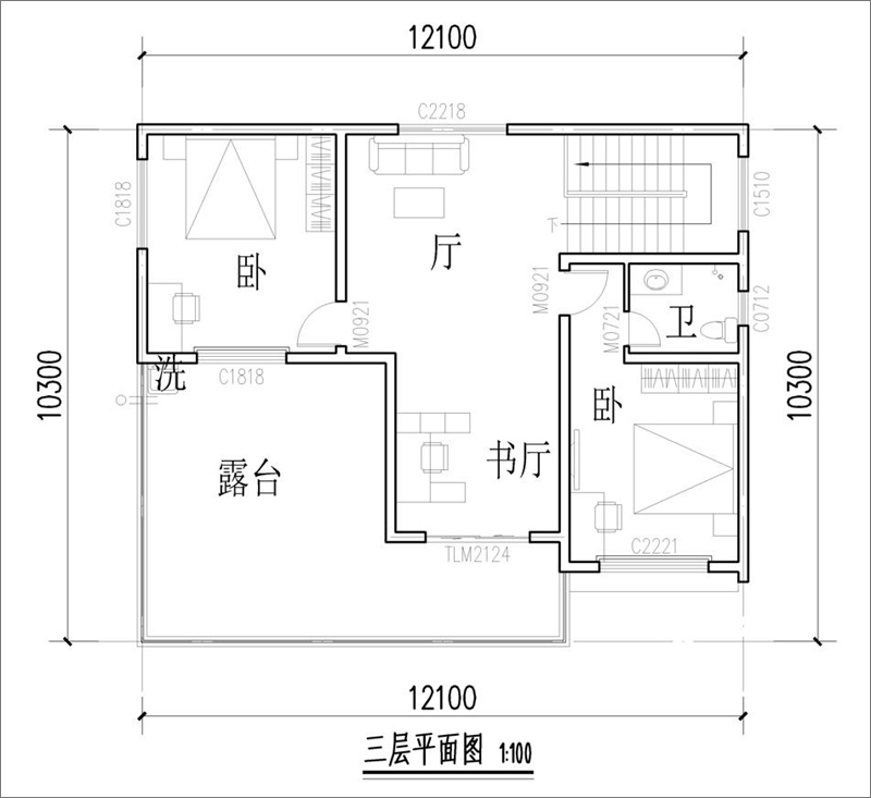 三层别墅设计布局平面图