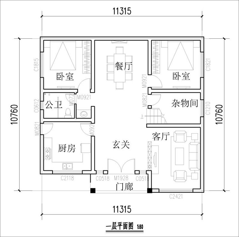 三层乡村别墅户型图