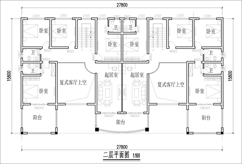 双拼法式别墅设计平面图