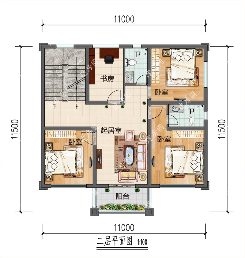 农村三层简欧别墅平面图