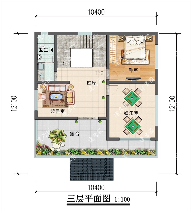 三层中式自建房平面图