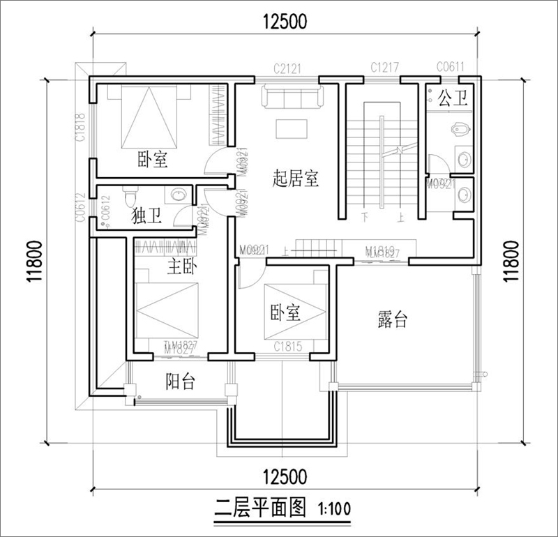 12米x11米农村自建房平面图