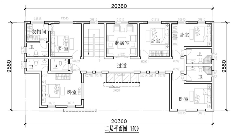 农村二层三合院平面图