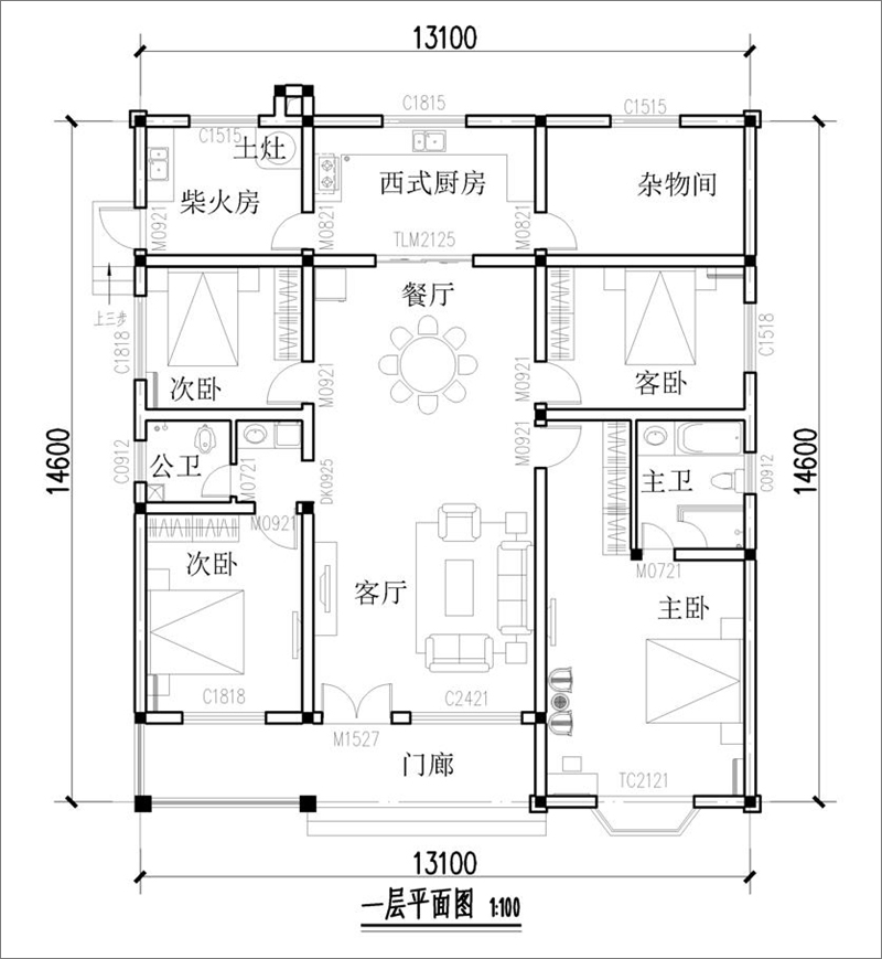 农村19万元一层小别墅设计平面布置图