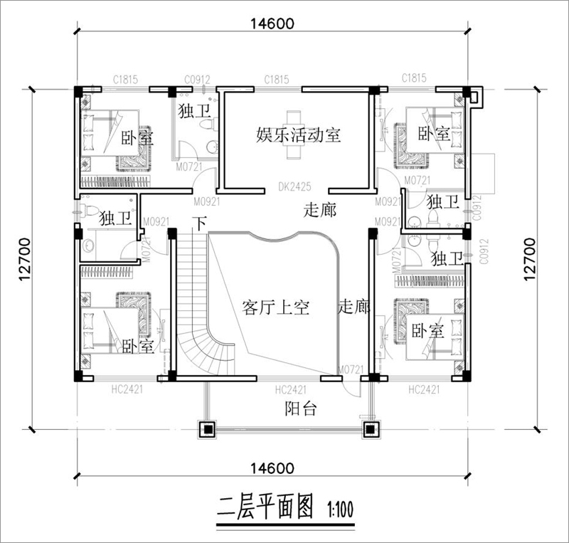 二层房屋设计平面图