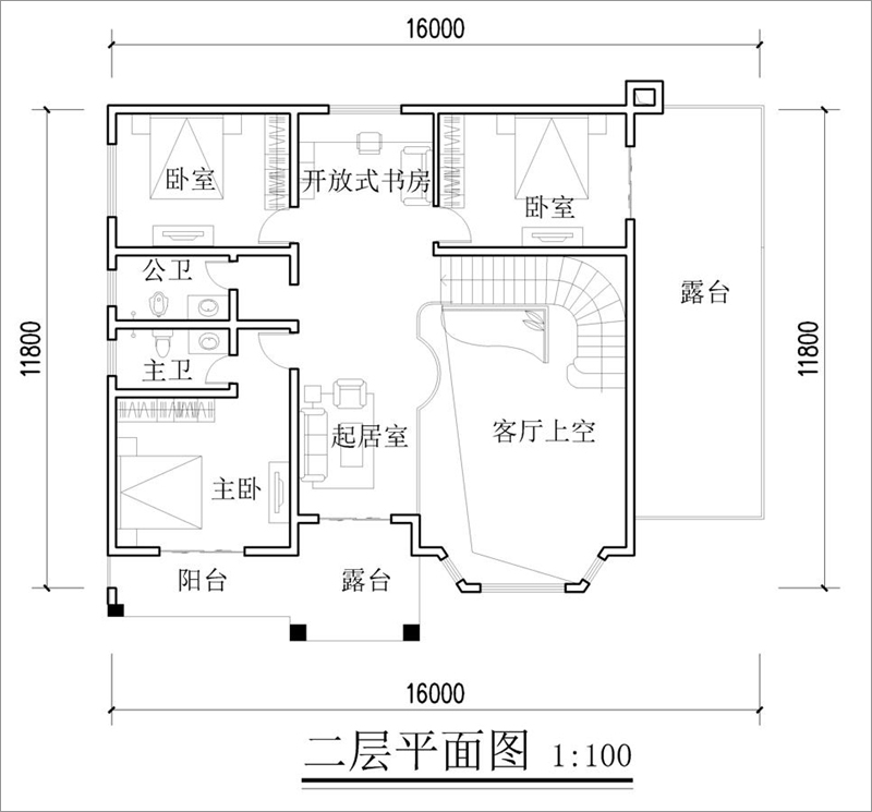 农村二层欧式自建房设计图纸二层平面布局图