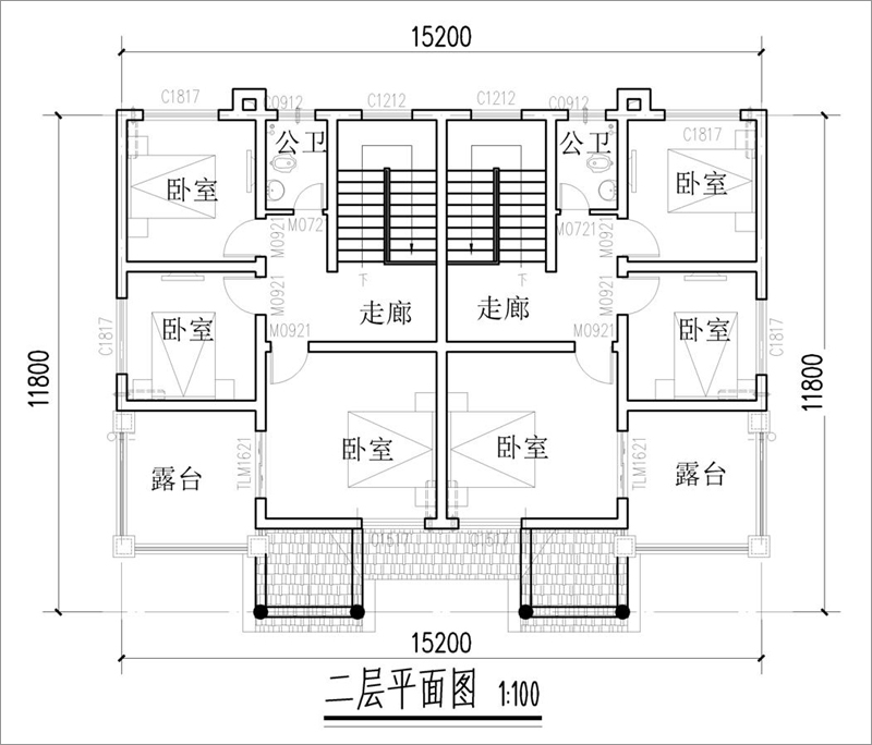 农村双拼别墅设计平面图