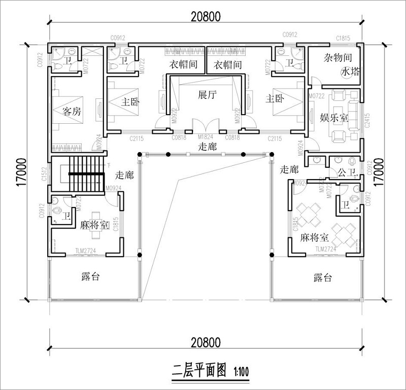 两间三层平房设计图图片