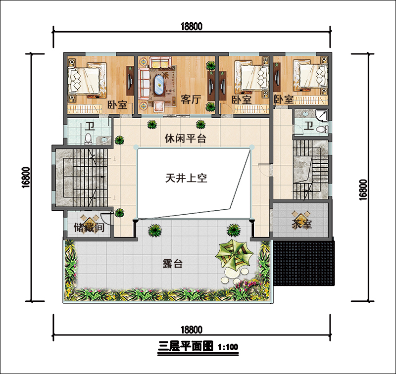 新中式三层独栋别墅平面图