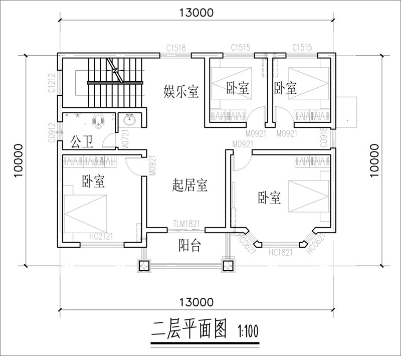 农村30万别墅平面图