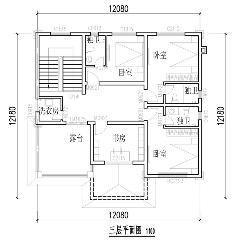 农村三层楼房平面布局图