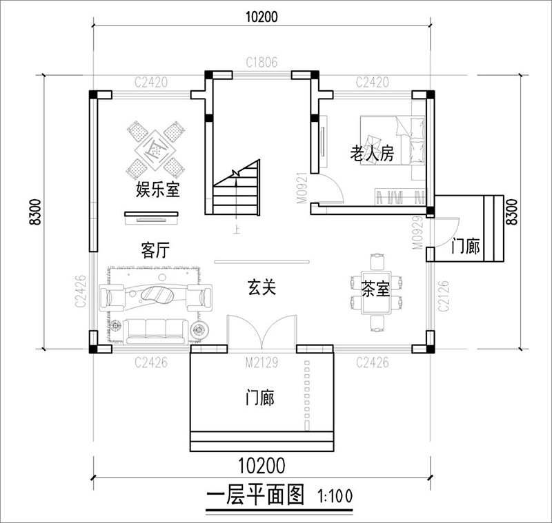 别墅一层平面图