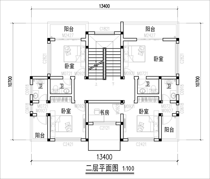 别墅二层平面图、