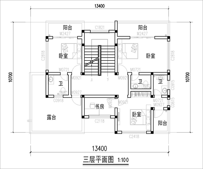 8x10三层农村建房图纸图片