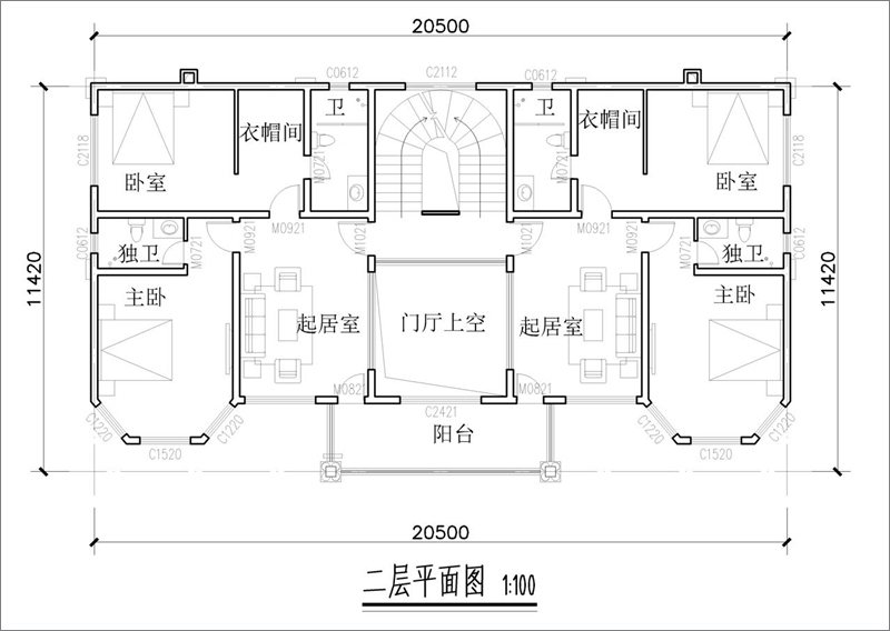 农村双拼自建房二层设计图