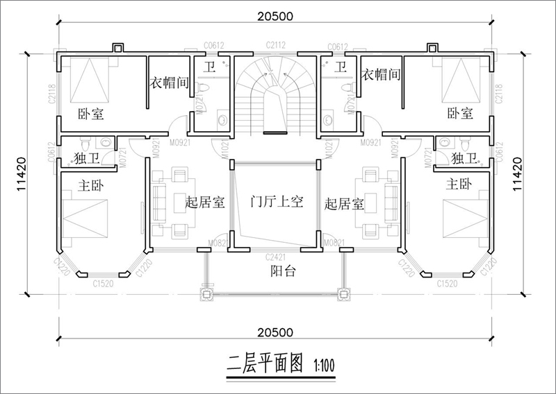 农村双拼自建房二层设计图