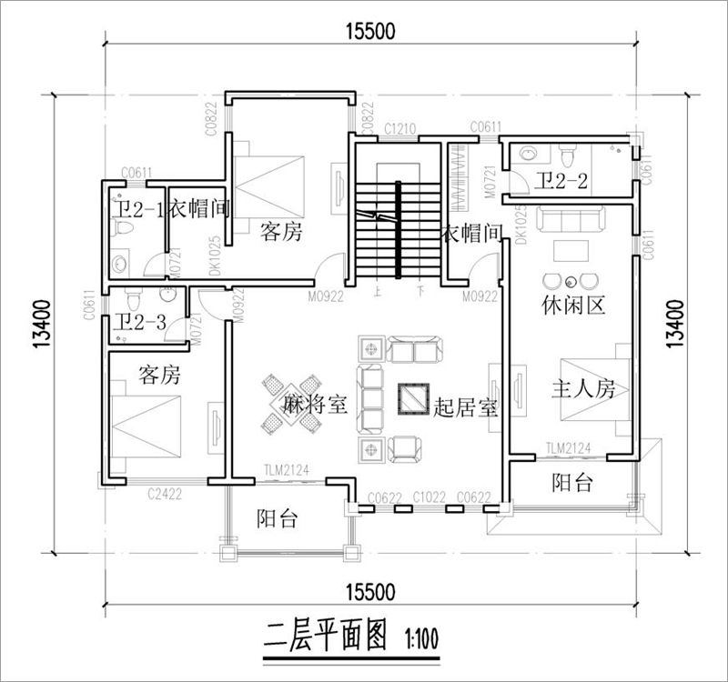 二层别墅平面图