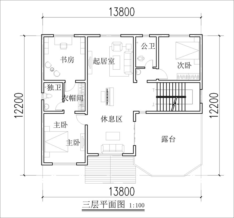 100平米三层设计图纸图片