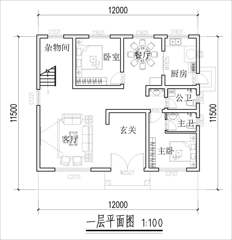 自建房一层平面图