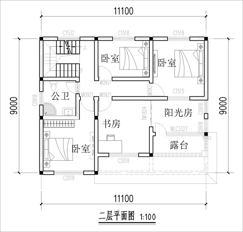 农村别墅二层平面图