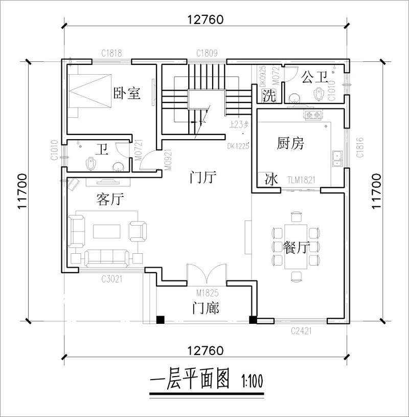 新型别墅一层平面图