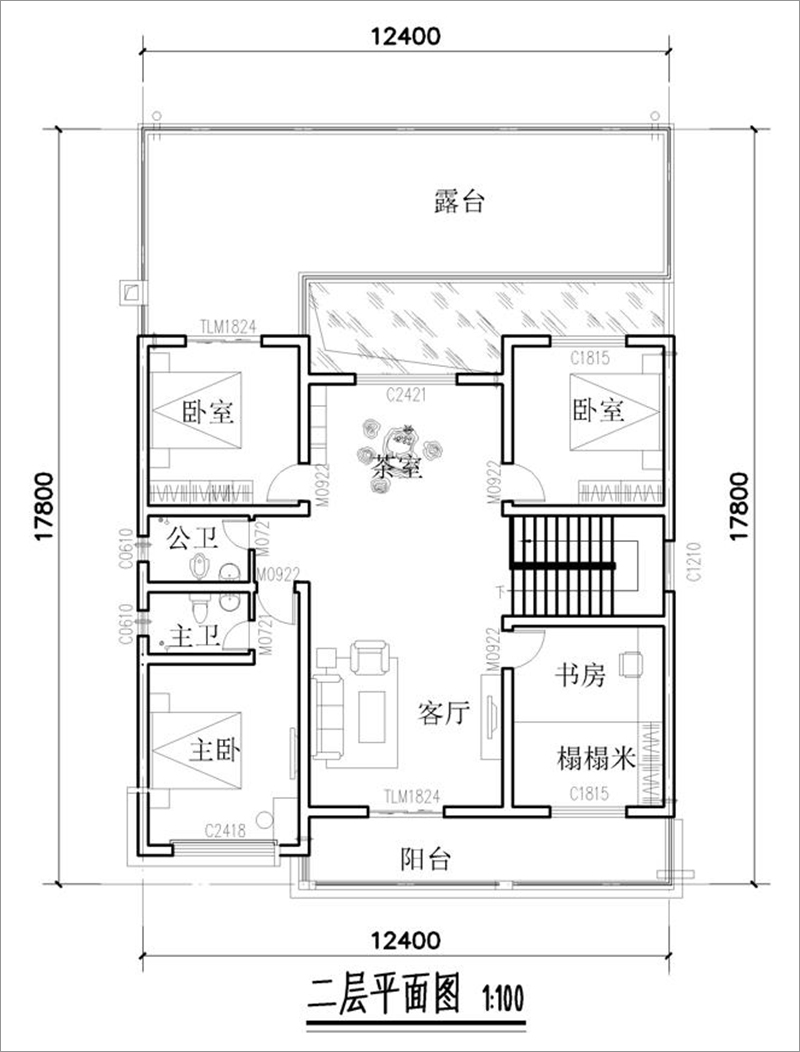 自建房别墅设计二层平面图