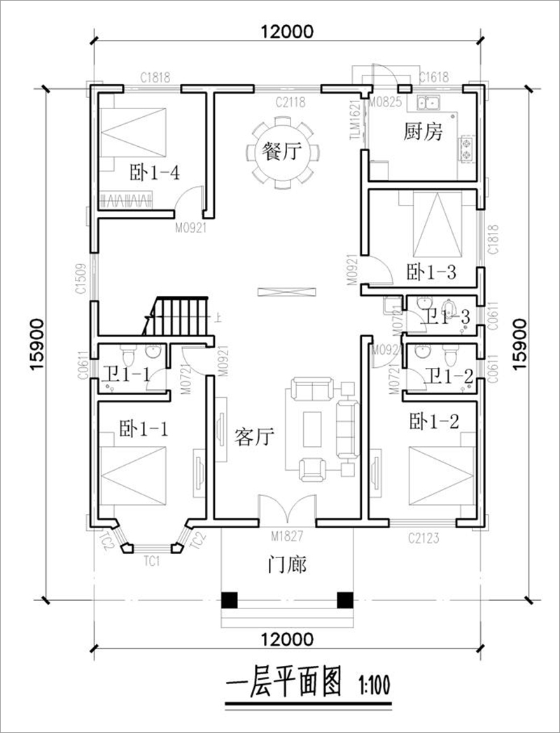 自建房一层平面布局图
