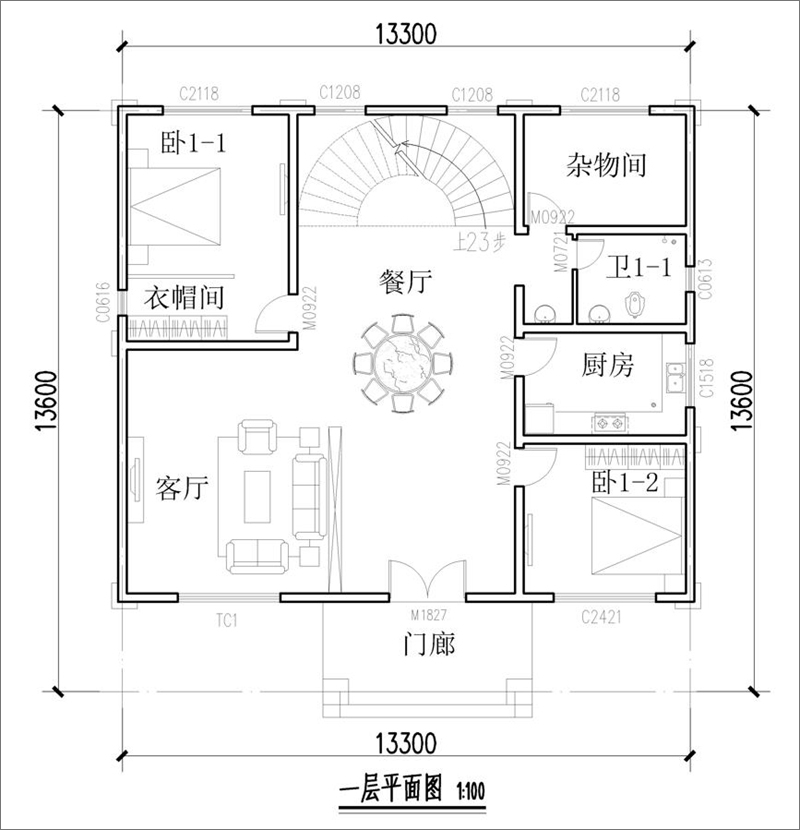 一层自建房平面图