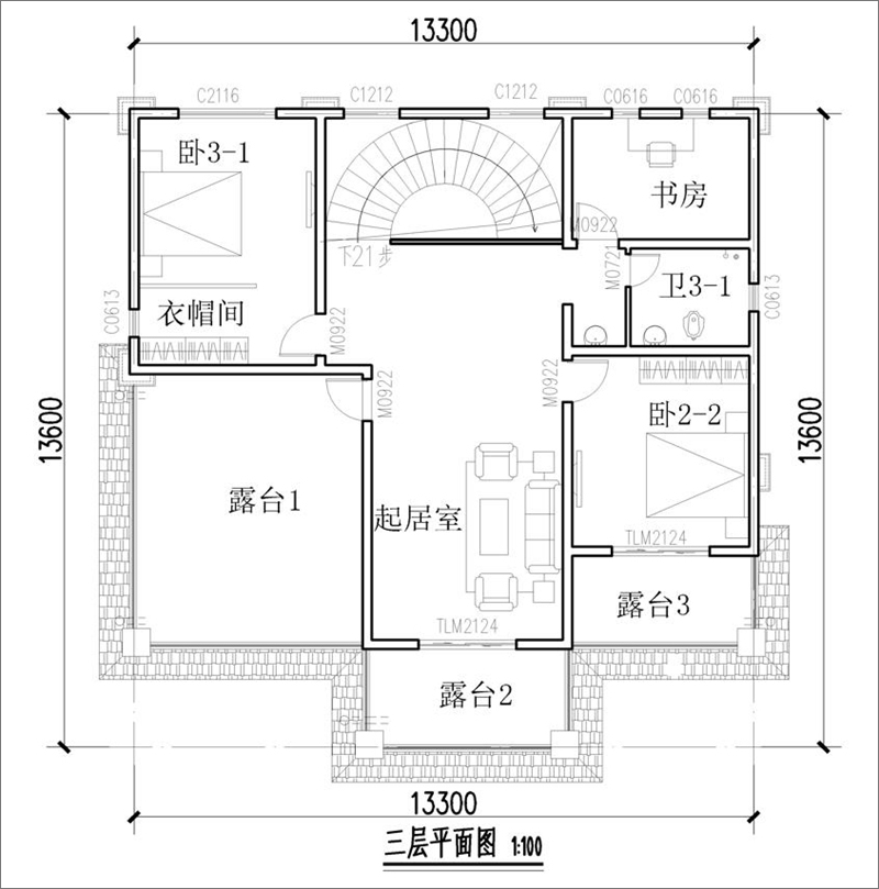 别墅三层自建房设计图