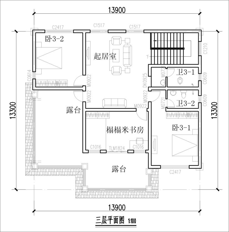 农村三层自建房平面图