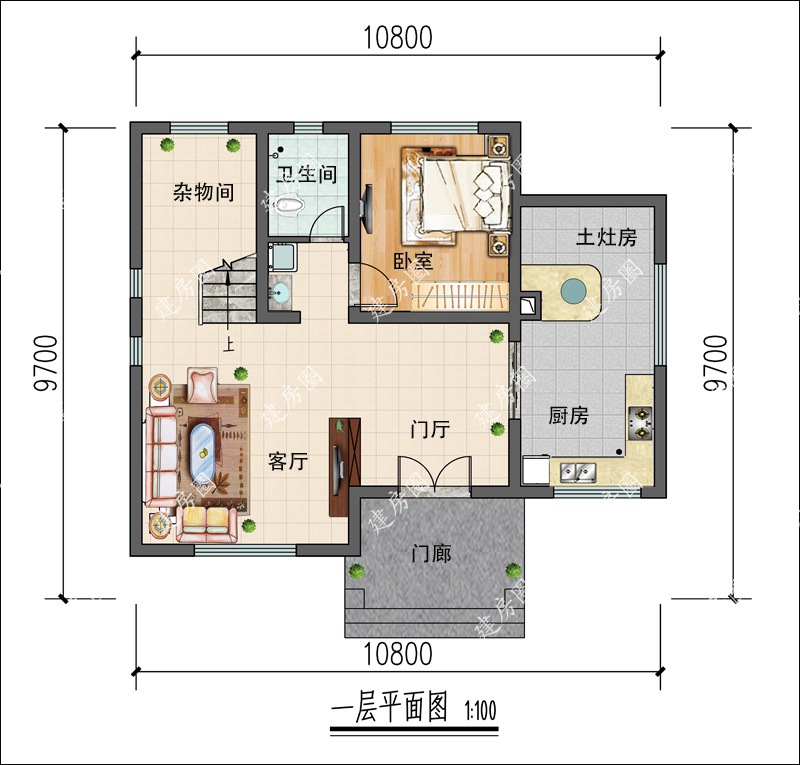 农村九十平方自建房图图片