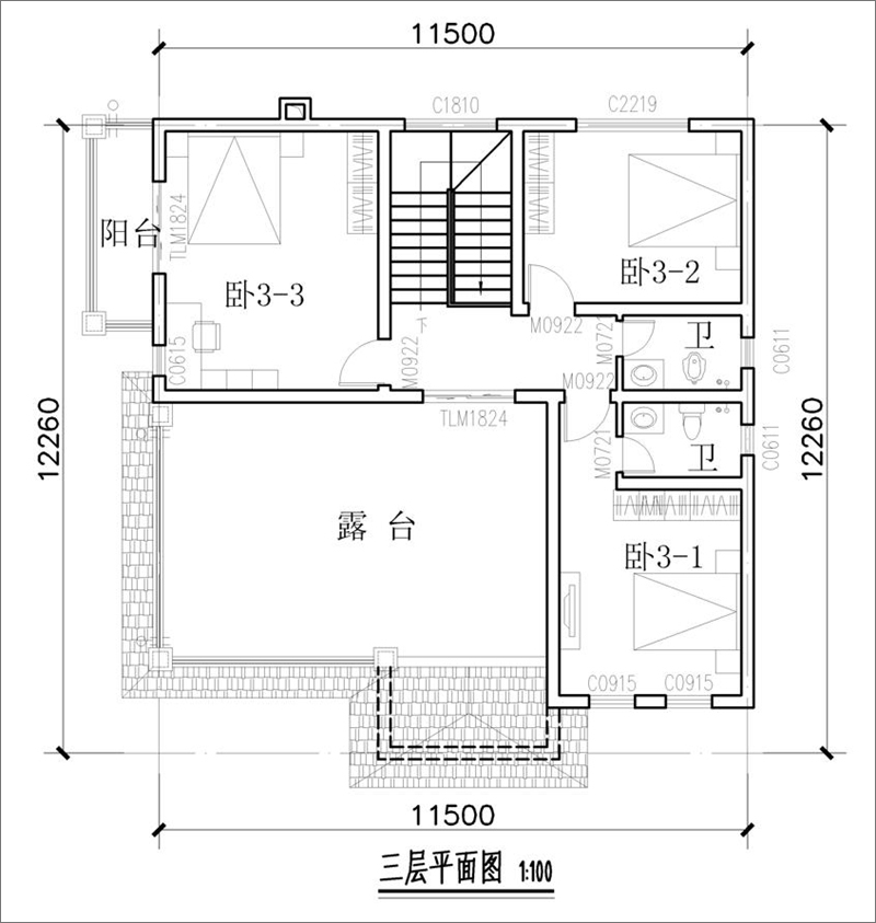 农村自建房三层户型图