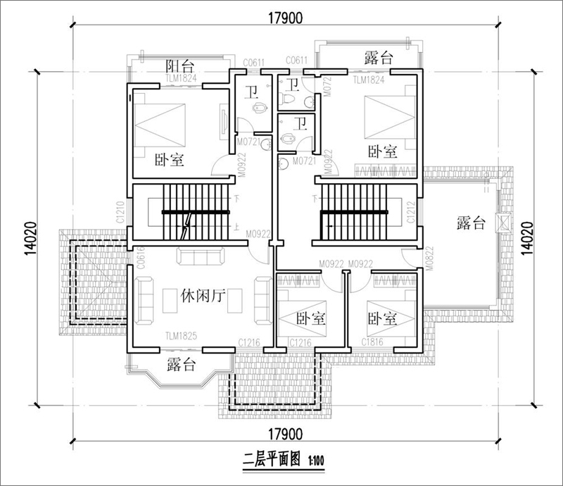 农村二层半别墅平面图