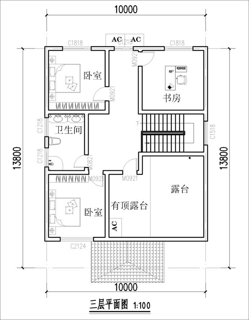 三层新中式别墅平面图