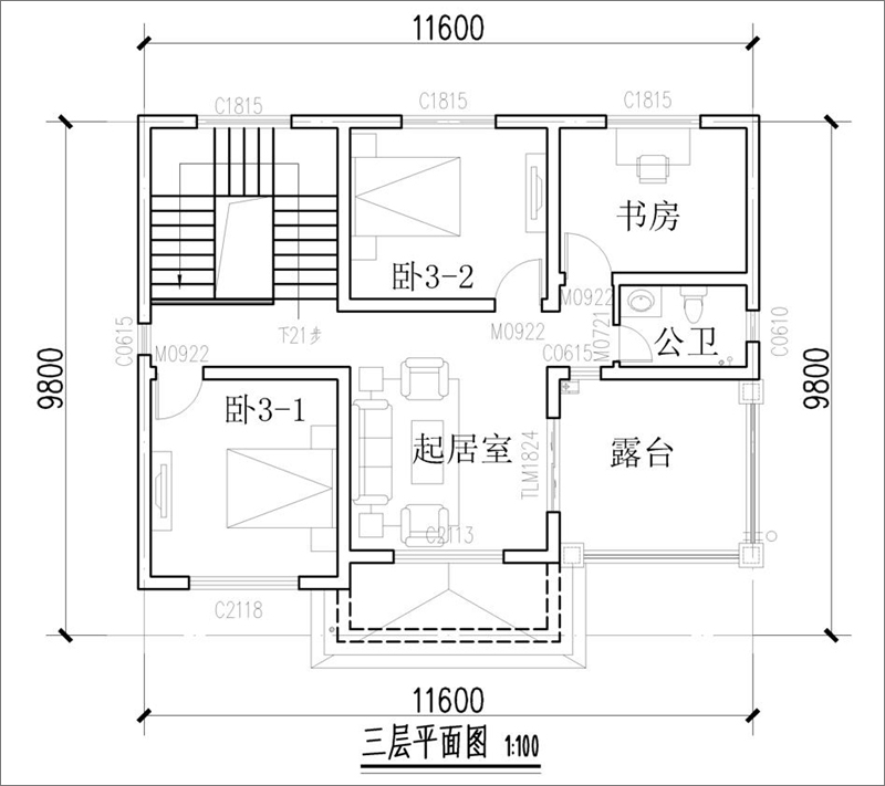 别墅三层平面图