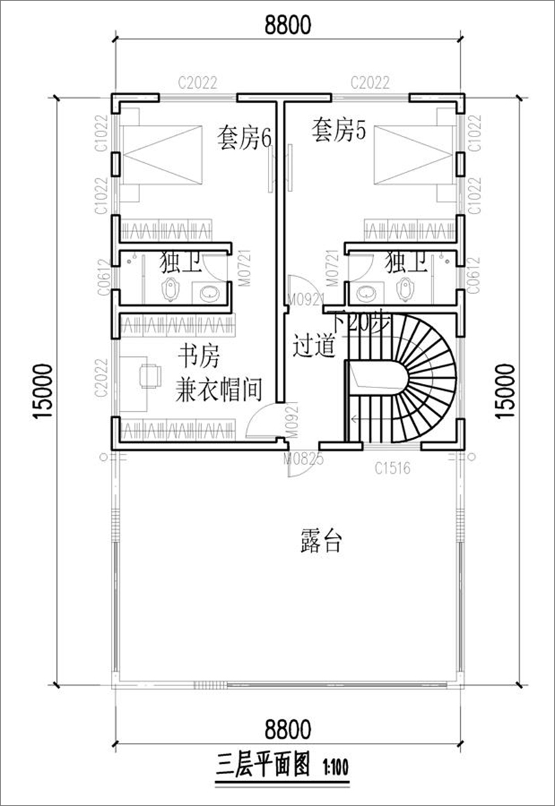 自建房三层平面图