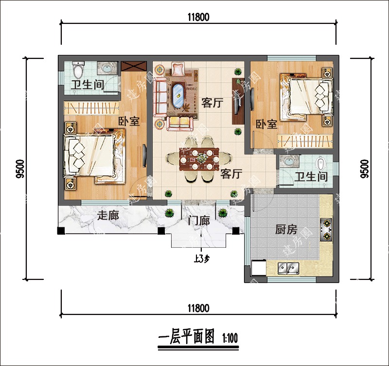 90平米自建房平面图