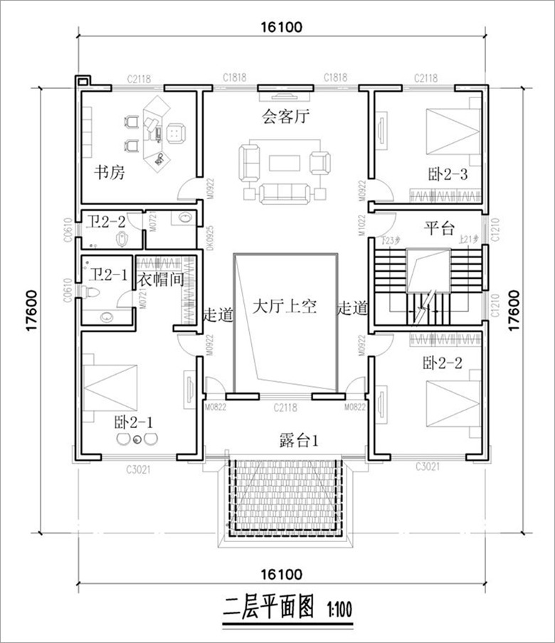 别墅二层平面图