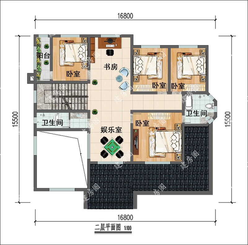 两层180平方农村建房图图片