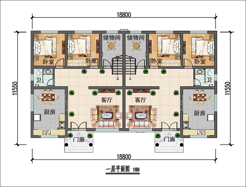 双拼自建房平面图