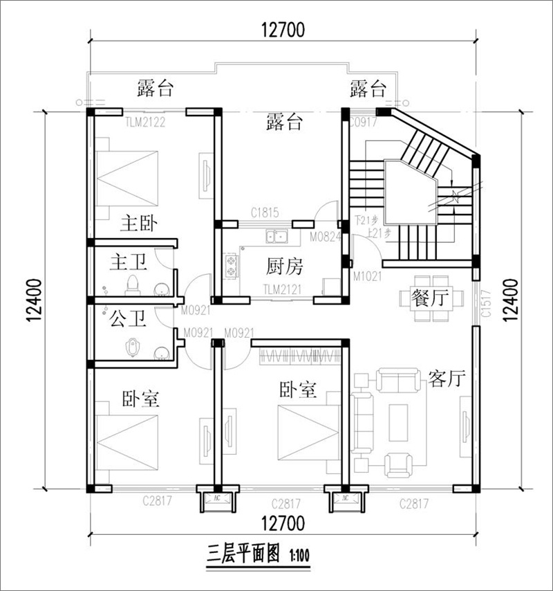 三层平面户型图