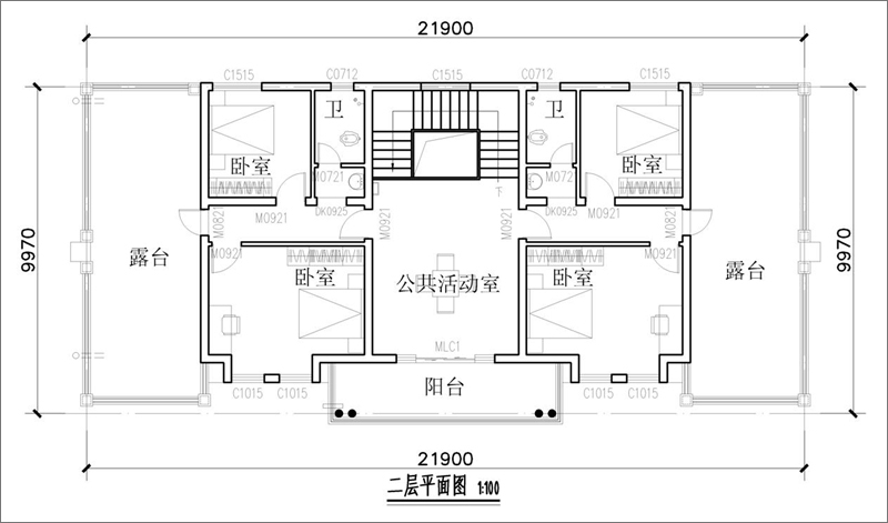 两层双拼别墅户型设计图