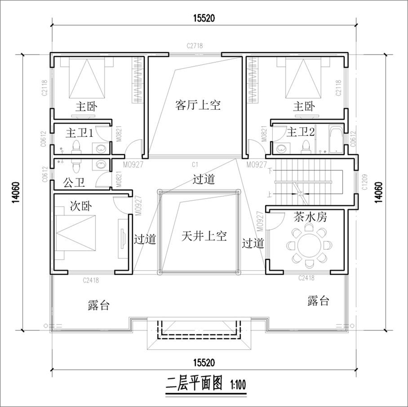 四合院二层平面设计图