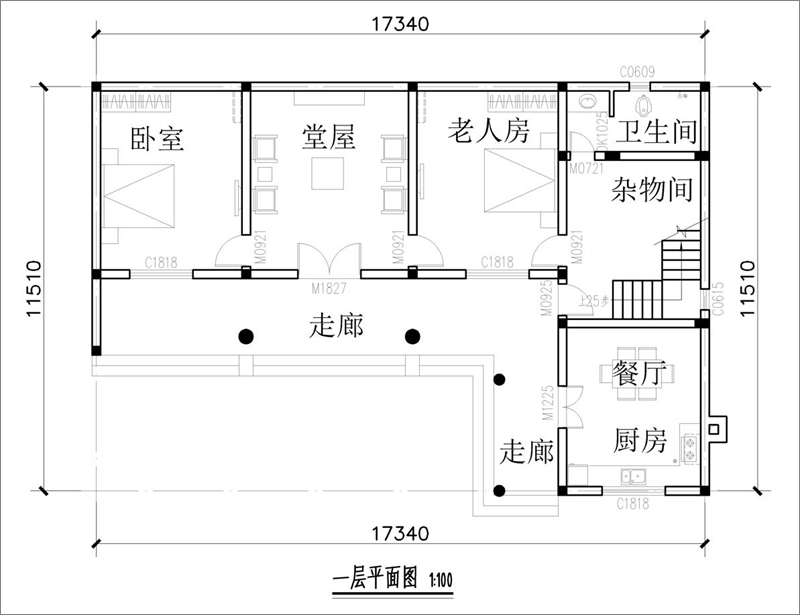 农村L型自建房平面图